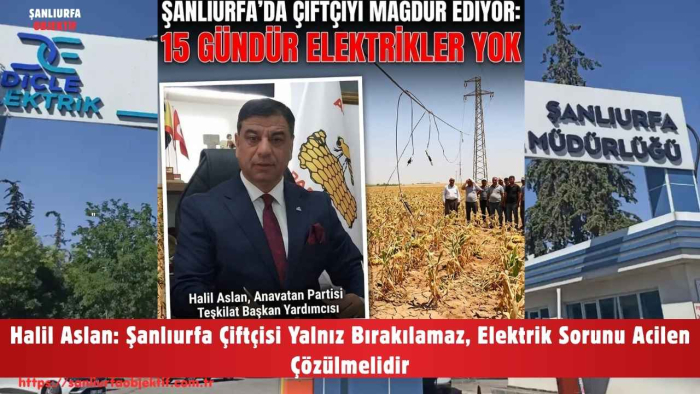 Halil Aslan: Şanlıurfa Çiftçisi Yalnız Bırakılamaz, Elektrik Sorunu Acilen Çözülmelidir